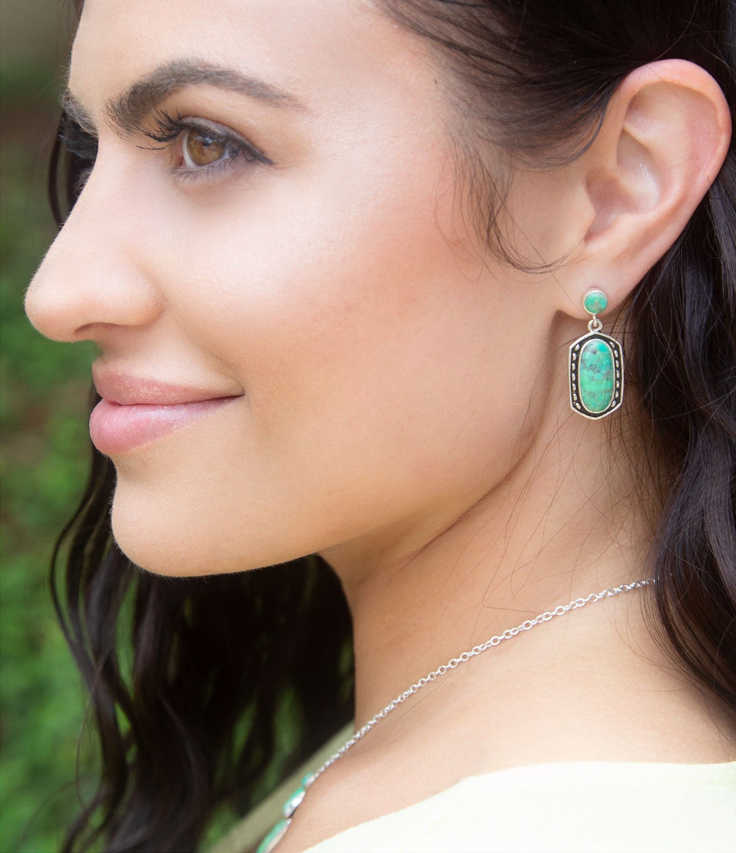 Shielded Lime Turquoise and Sterling Silver Earrings