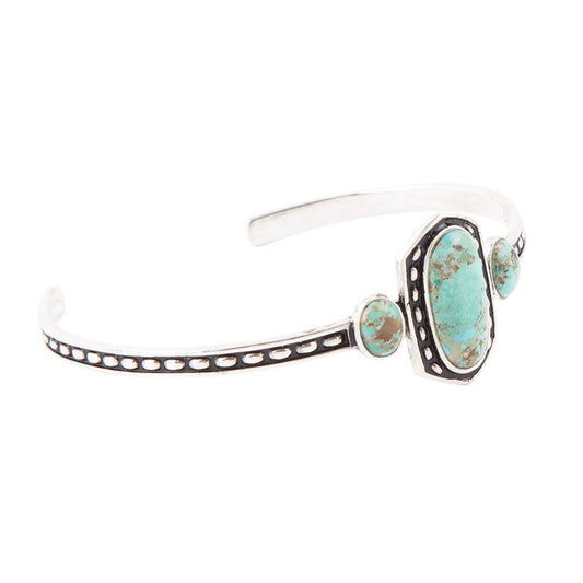 Shielded Blue Turquoise and Sterling Silver Cuff Bracelet