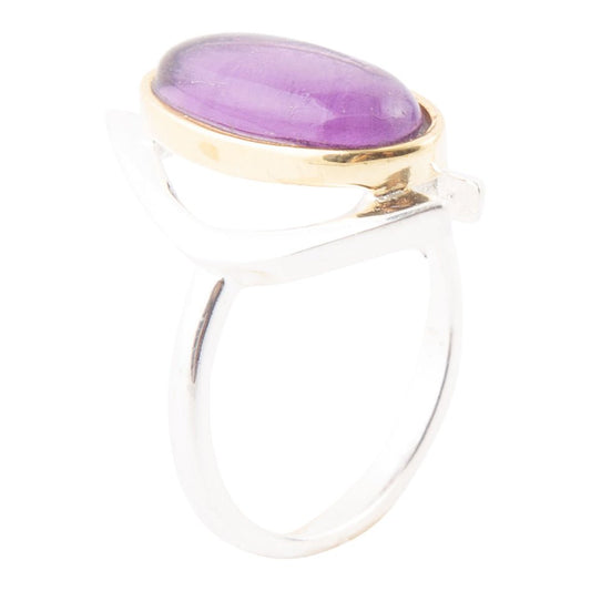 Purple Amethyst Sterling Silver and Gold Ring Shine Bright