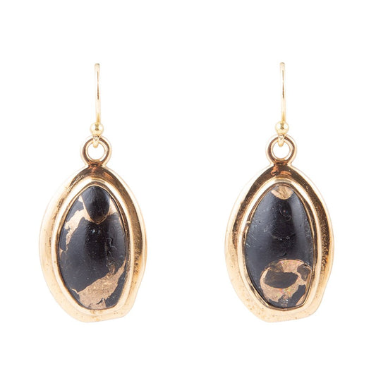 Shungite Matrix and Bronze Drop Earrings