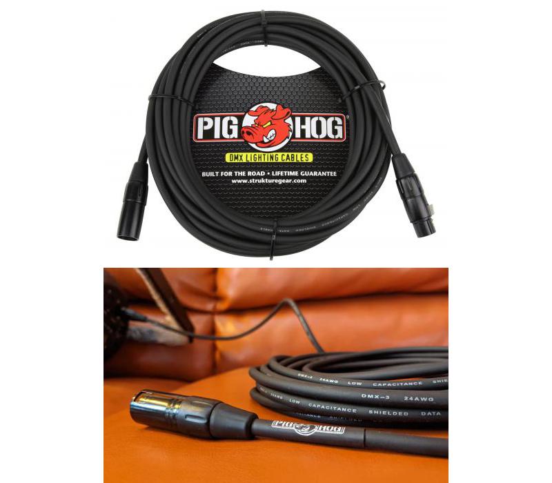 Pig Hog PHDMX25 3-Pin DMX Lighting Cable, 25 Feet,Black-NEW