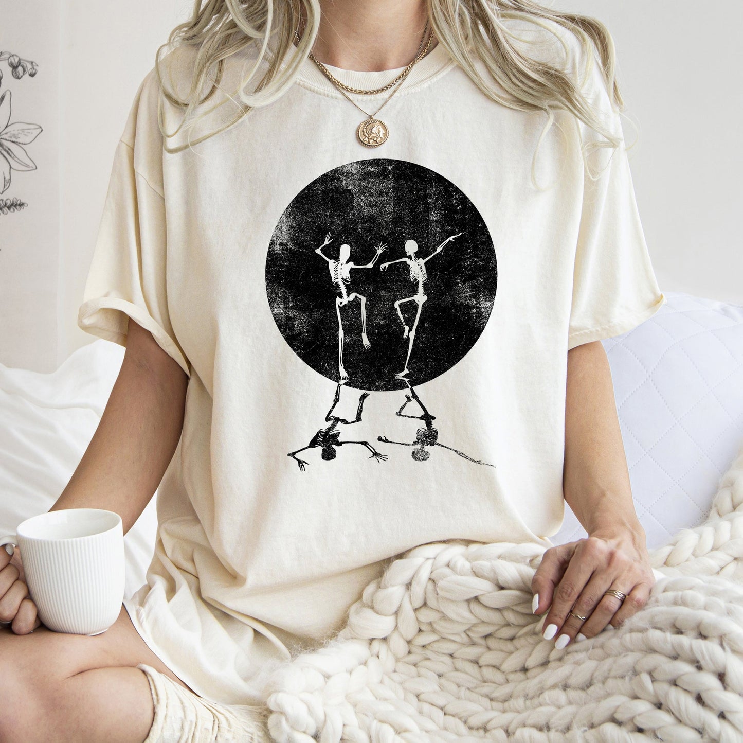 Skeletons Dancing Moonlight Retro Halloween Comfort Colors T-shirt