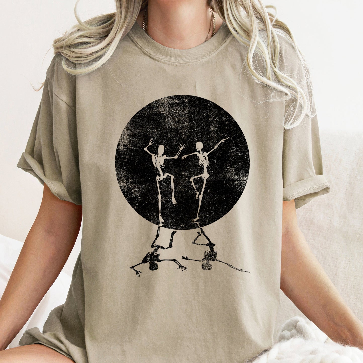 Skeletons Dancing Moonlight Retro Halloween Comfort Colors T-shirt