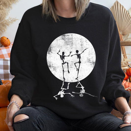 Skeleton Dancing Moon Halloween Sweatshirt Soft Fleece Sweatshirt Refinery No. 1