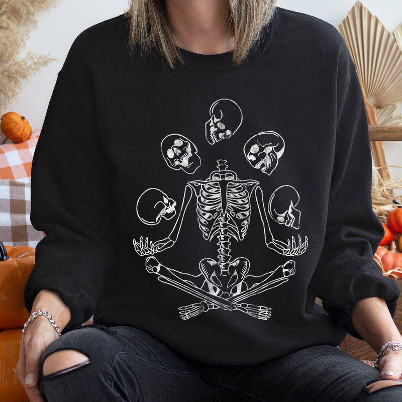 Skeleton Juggling Vintage Halloween Sweatshirt Cozy Fall Sweatshirt Refinery No. 1