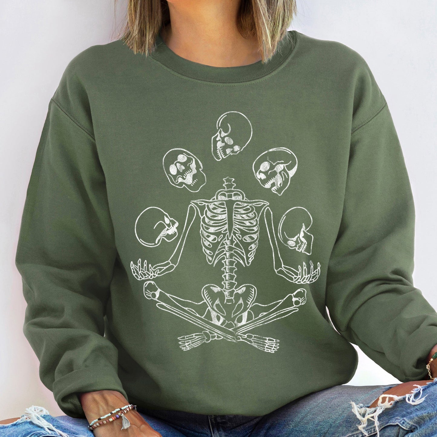 Skeleton Juggling Vintage Halloween Sweatshirt