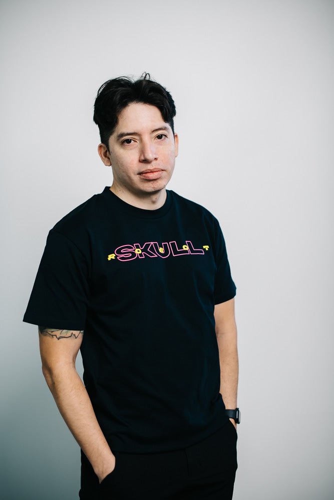 Neon Pop SkullRobot T-Shirt Heavy Cotton Crew Neck