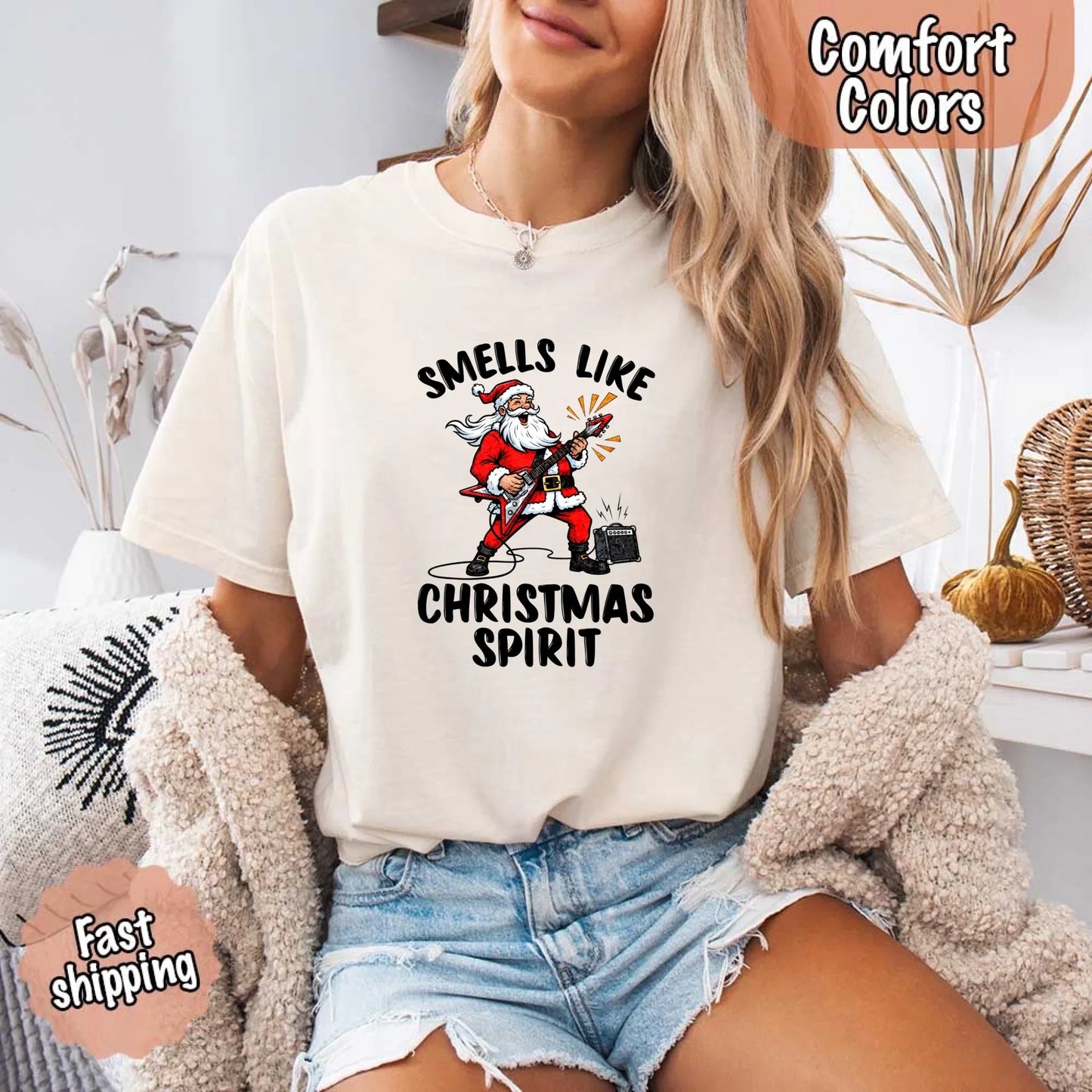 Smells Like Christmas Spirit Funny Santa Comfort Colors T-shirt