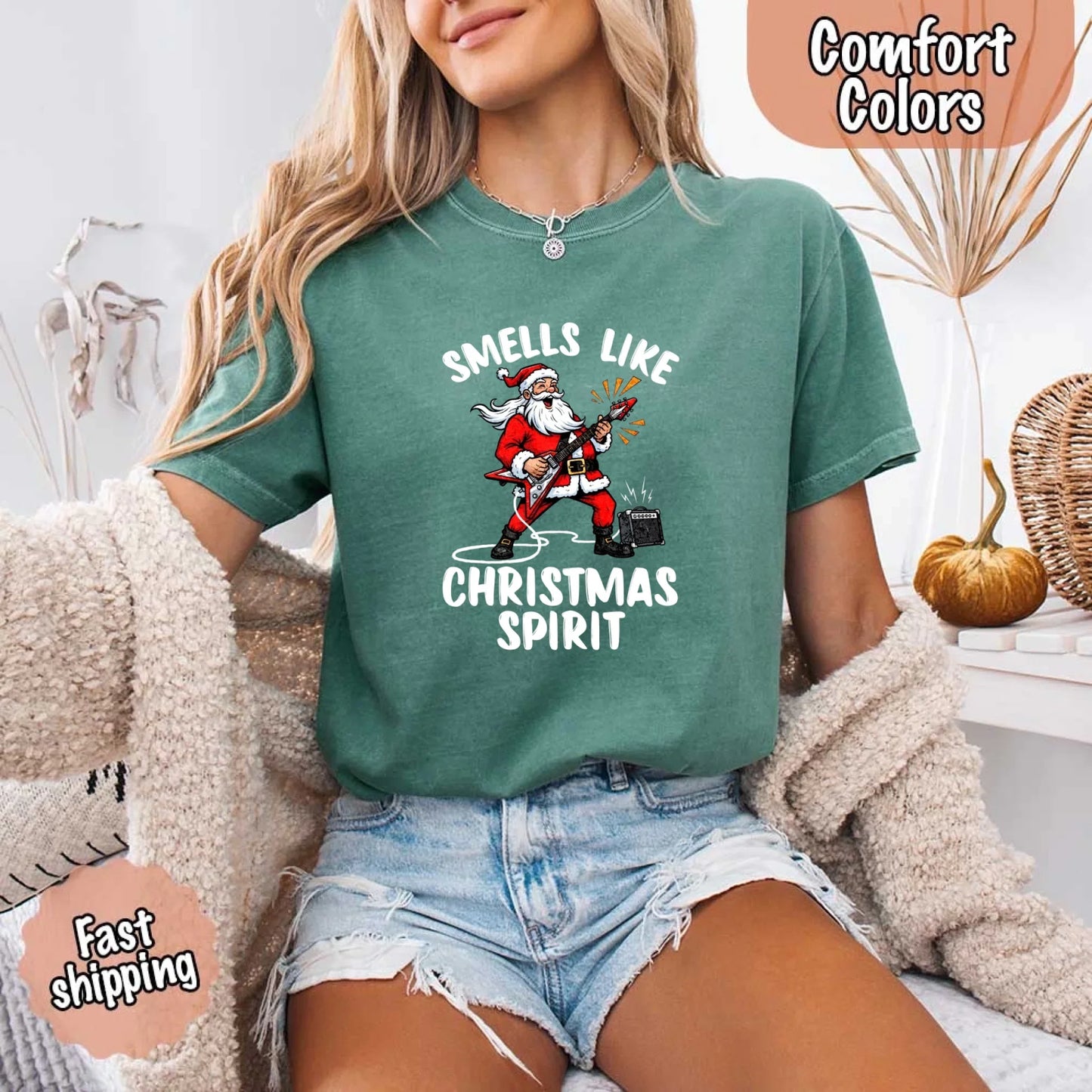Smells Like Christmas Spirit Funny Santa Comfort Colors T-shirt