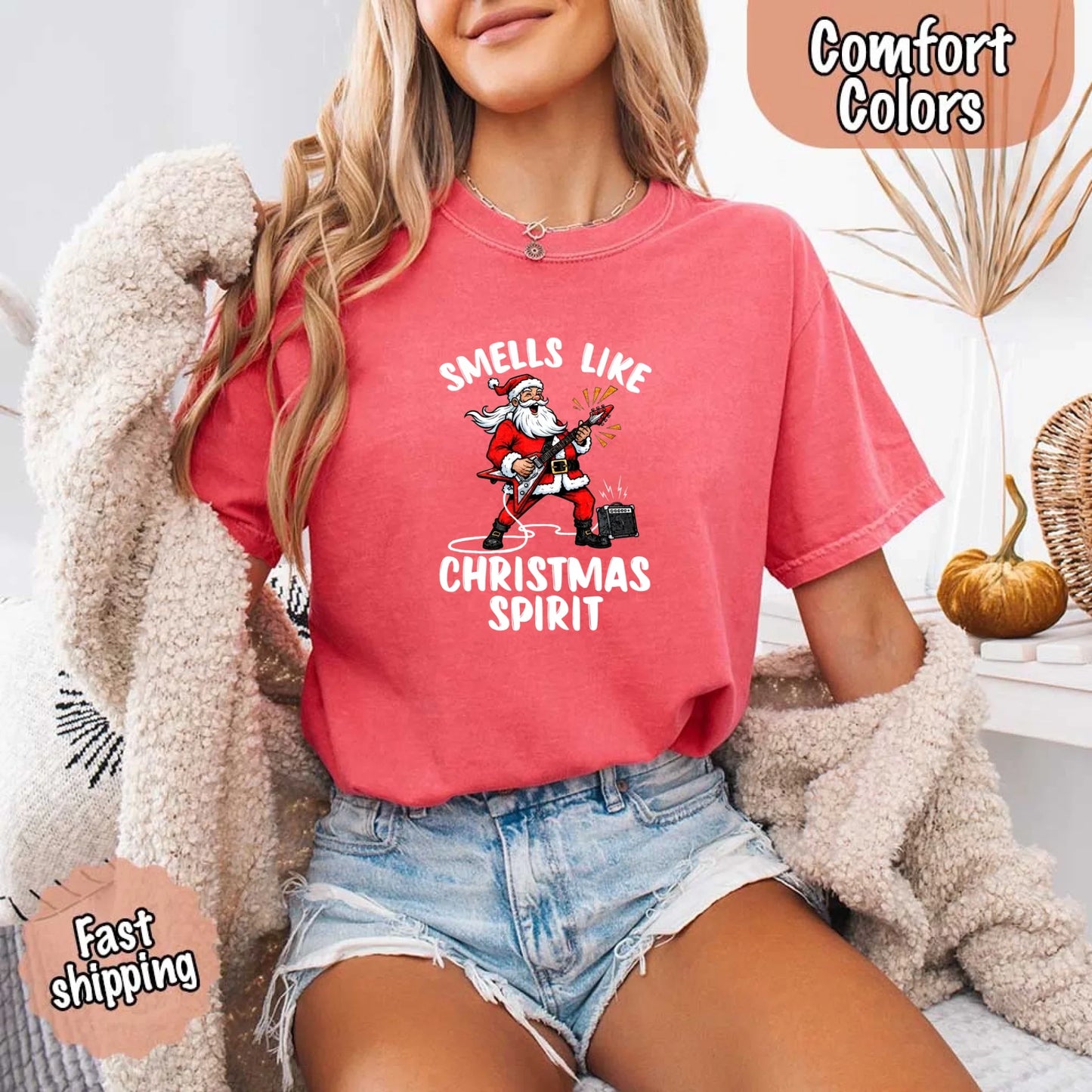 Smells Like Christmas Spirit Funny Santa Comfort Colors T-shirt