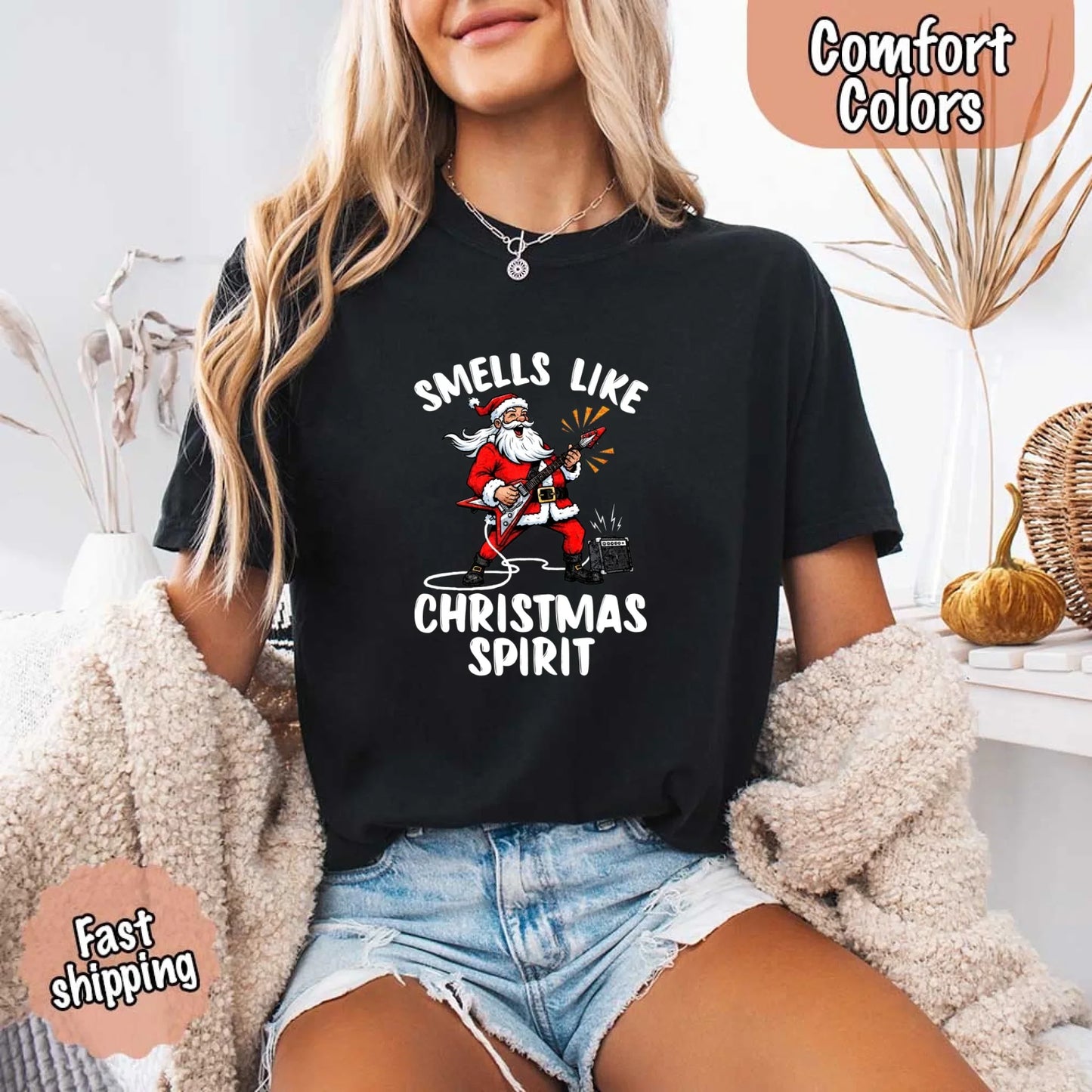 Smells Like Christmas Spirit Funny Santa Comfort Colors T-shirt