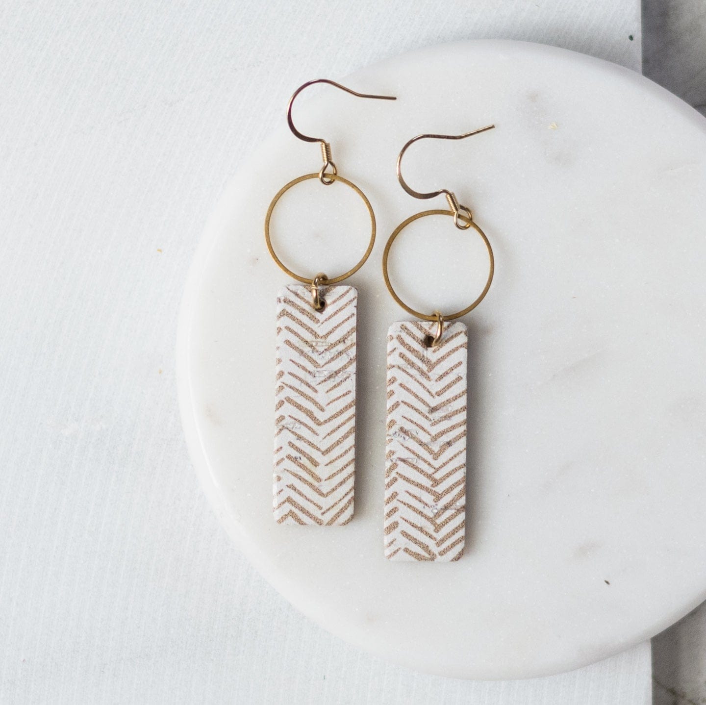 Soft Taupe Leather Statement Earrings Mia by Sela Designs