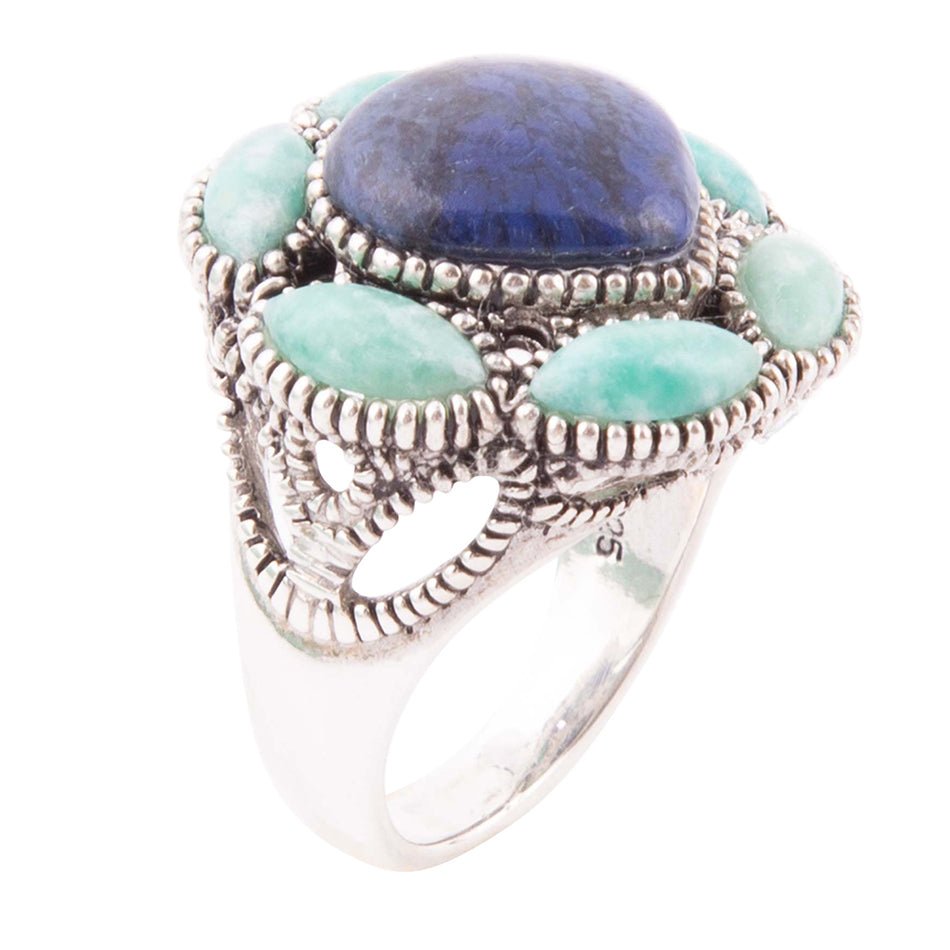 Soledad Blue Denim Lapis & Amazonite Sterling Silver Ring