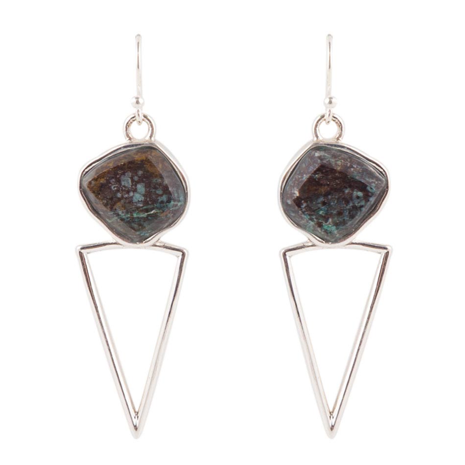 Sonoran Sunset and Sterling Silver Triangle Earrings