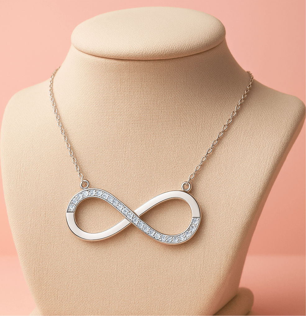 Infinity Pendant Necklace Hypoallergenic 925 Sterling Silver Sparkle Infinity Pendant Necklace