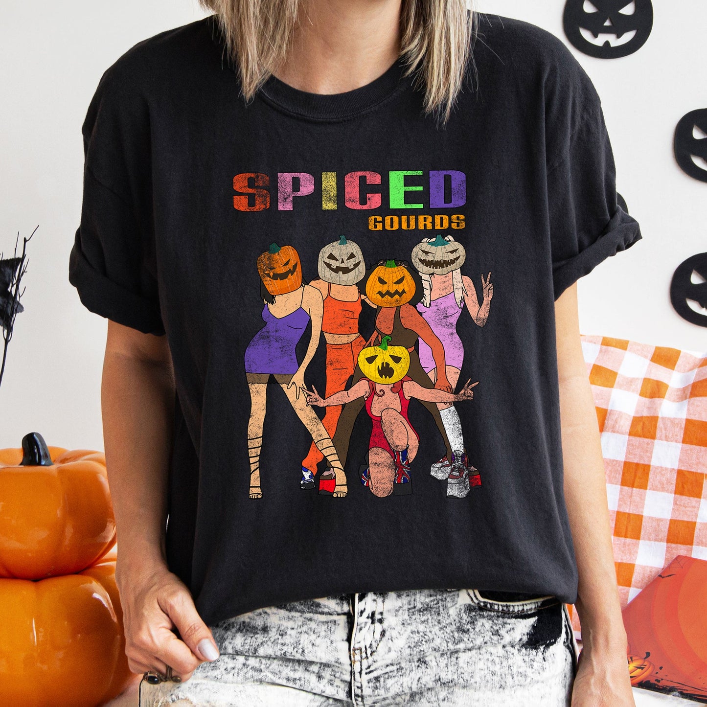 Spiced Gourds Funny Retro Halloween Comfort Colors Tshirt