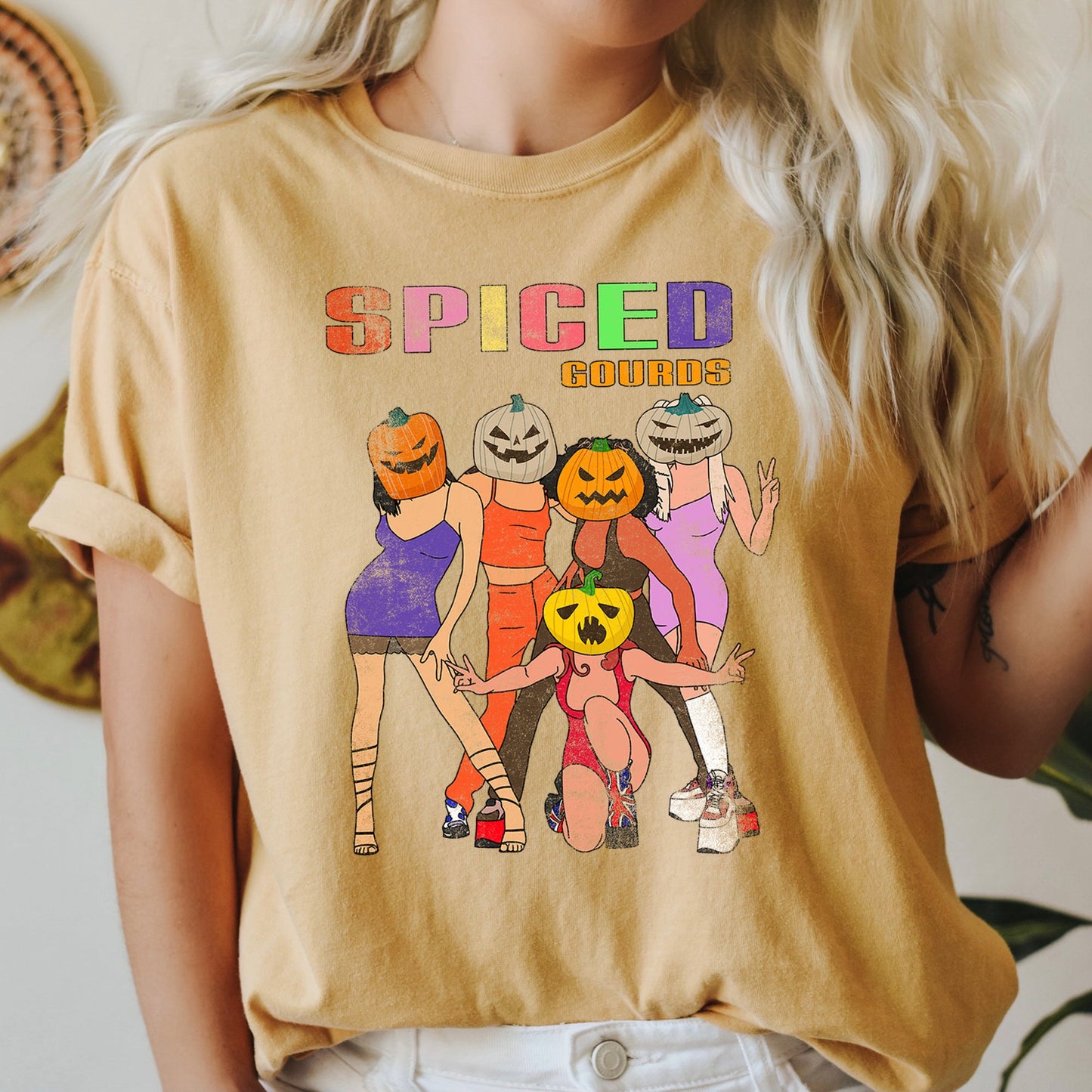 Spiced Gourds Funny Retro Halloween Comfort Colors Tshirt