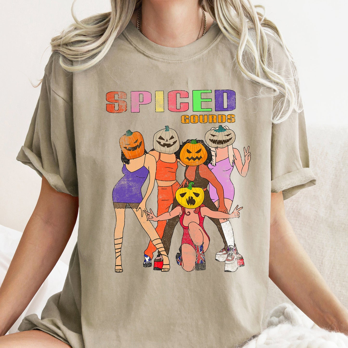 Spiced Gourds Funny Retro Halloween Comfort Colors Tshirt