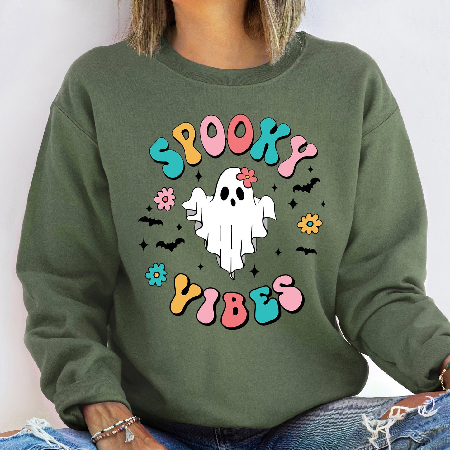 Spooky Vibes Vintage Halloween Sweatshirt