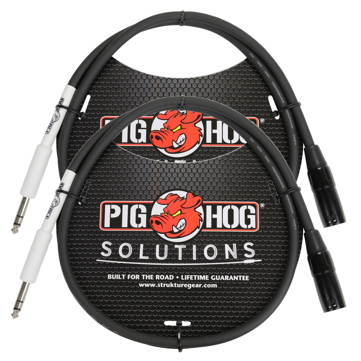 Pig Hog Solutions 3-ft XLR Male to 1/4' TRS Male Patch Cable 2 Pack