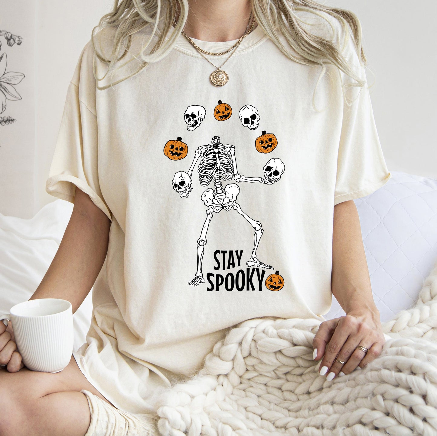 Stay Spooky Juggling Skeleton Retro Halloween Comfort Colors Tshirt