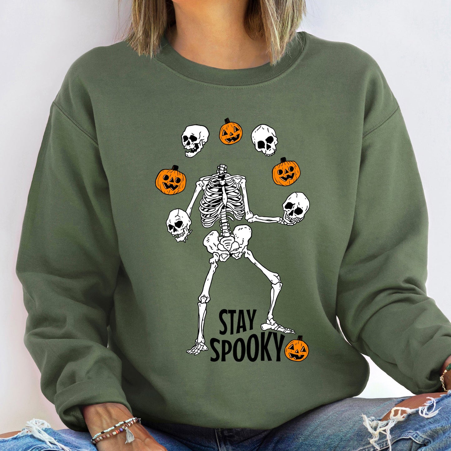 Spooky Skeleton Juggling Halloween Sweatshirt