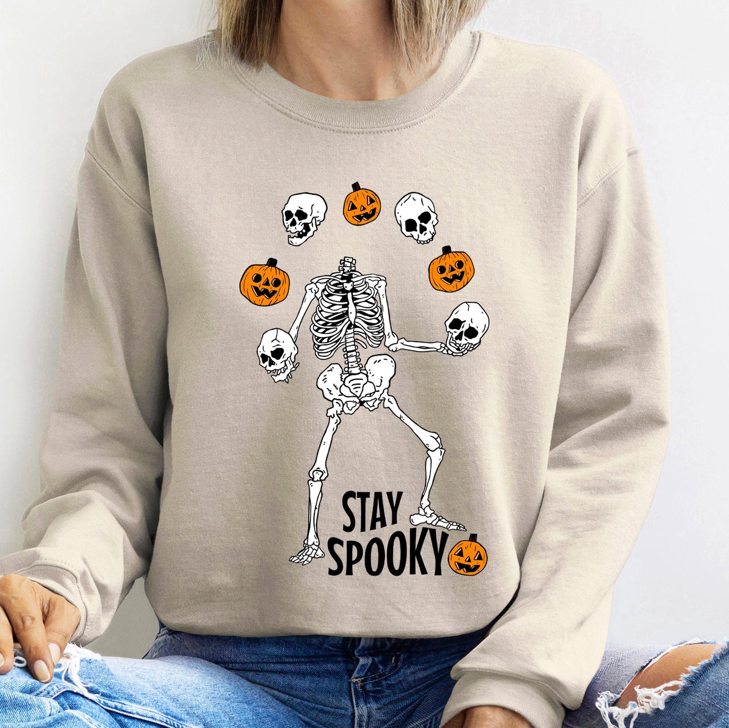 Spooky Skeleton Juggling Halloween Sweatshirt