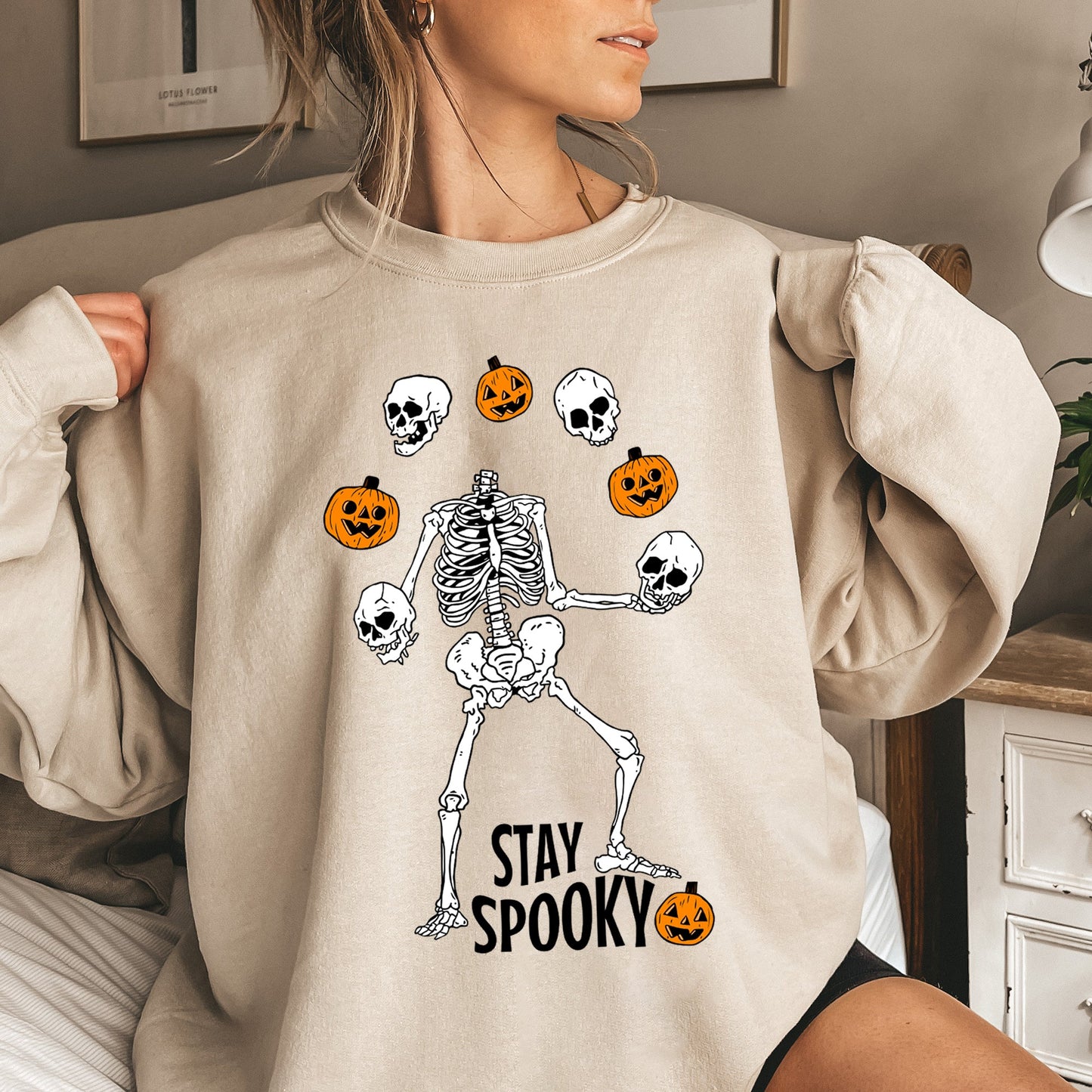 Spooky Skeleton Juggling Halloween Sweatshirt