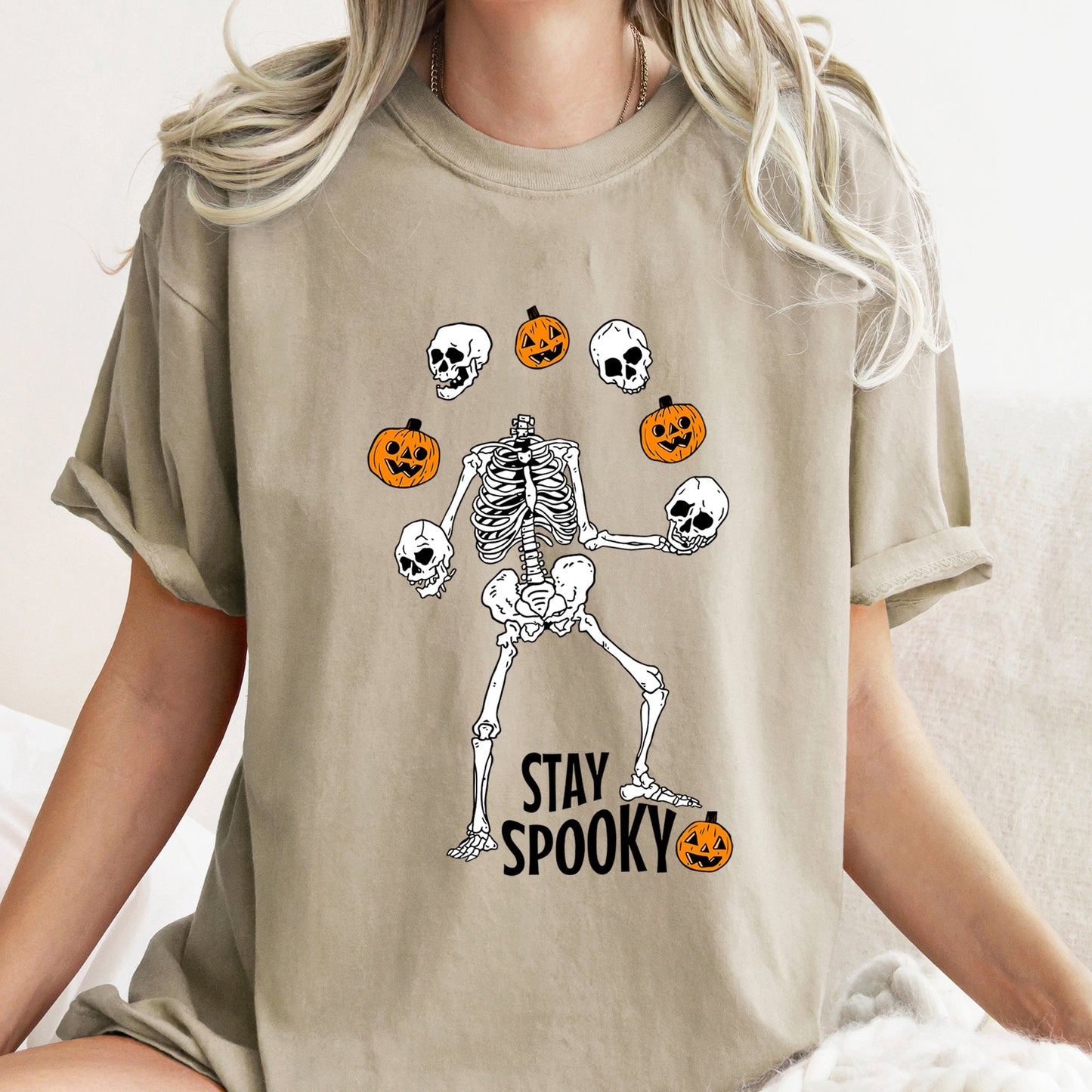 Stay Spooky Juggling Skeleton Retro Halloween Comfort Colors Tshirt