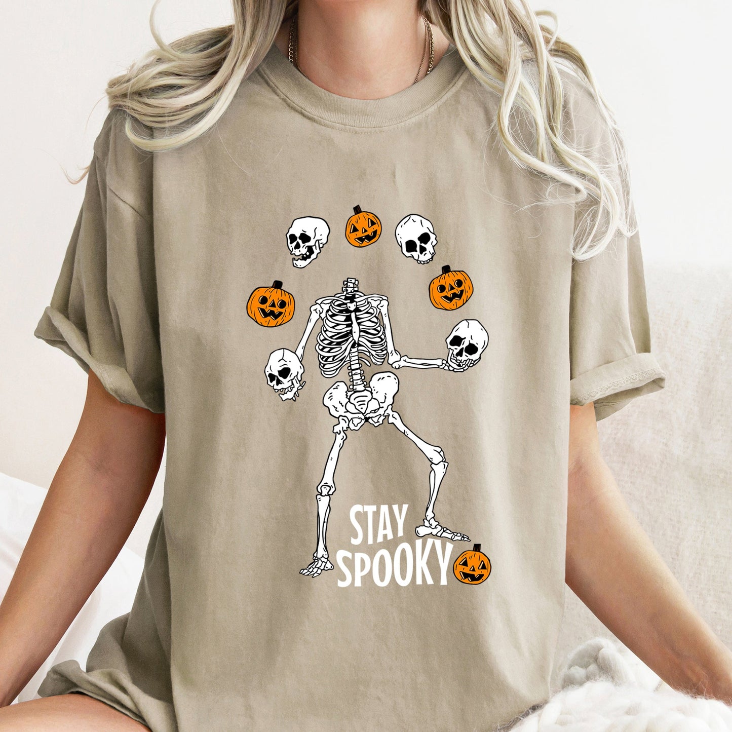 Stay Spooky Juggling Skeleton Retro Halloween Comfort Colors Tshirt