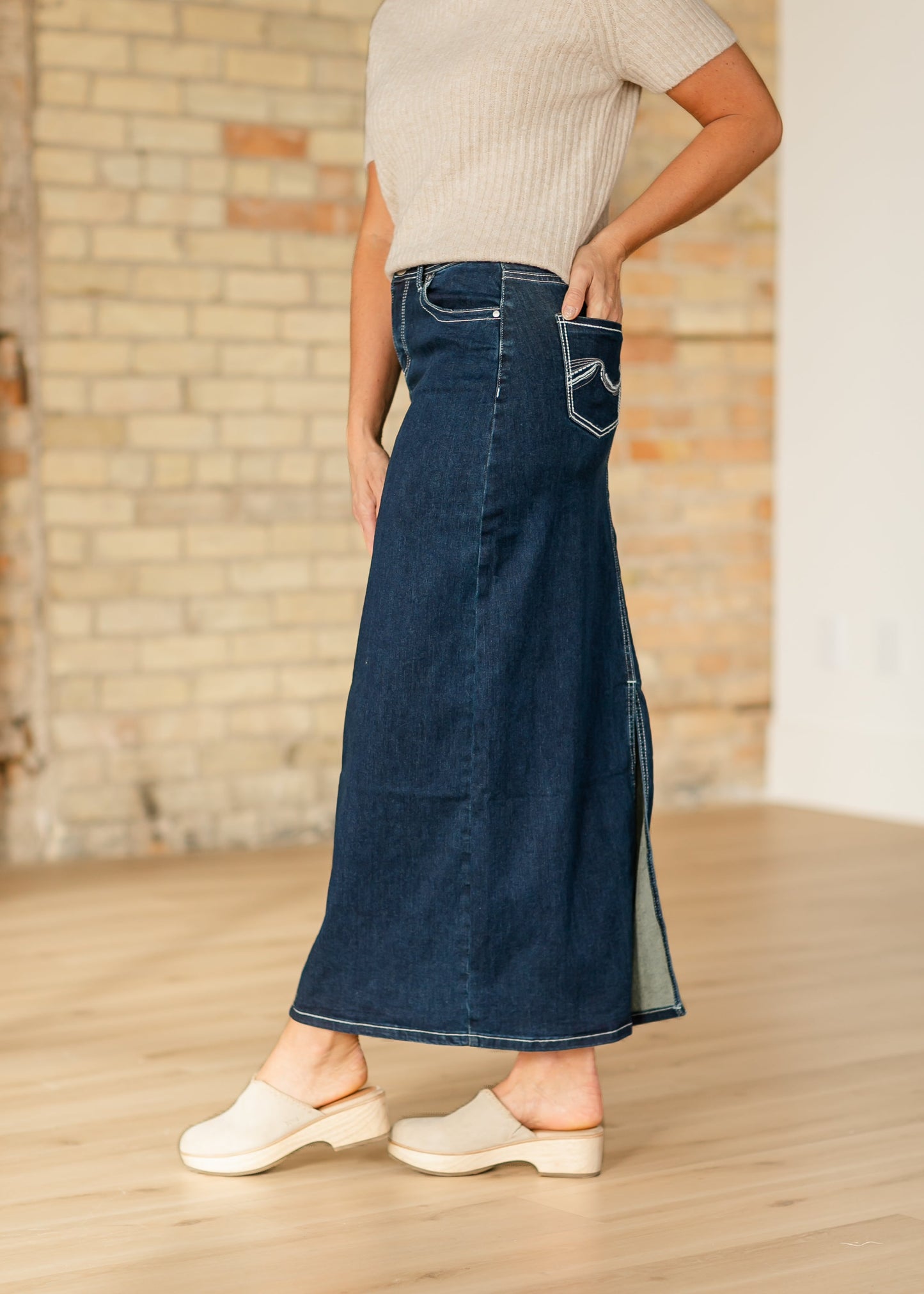 Stella Dark Wash Maxi Denim Skirt