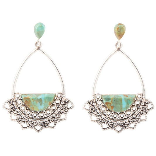 Sterling Silver Lace and Turquoise Earrings