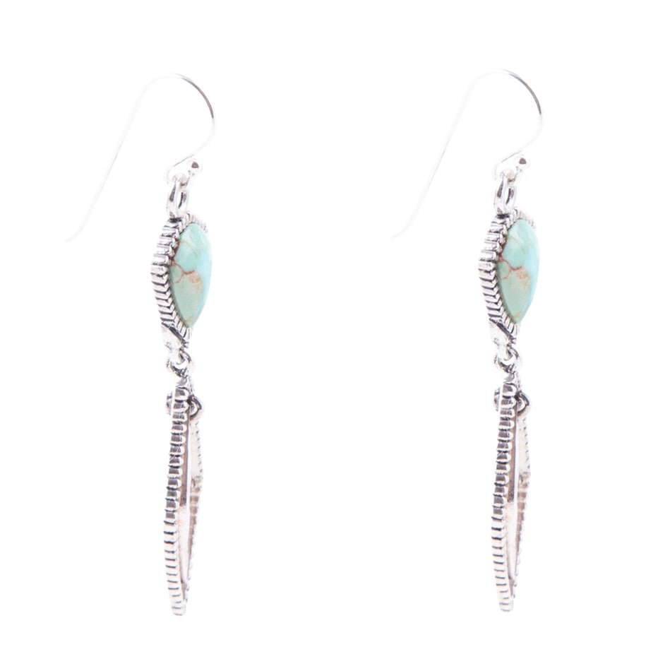 Sterling Silver and Turquoise Shield Drop Earrings