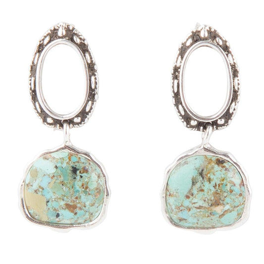 Blue Turquoise Sterling Silver Drop Earrings