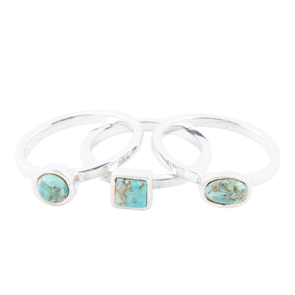 Sterling Silver Blue Turquoise Stackable Ring