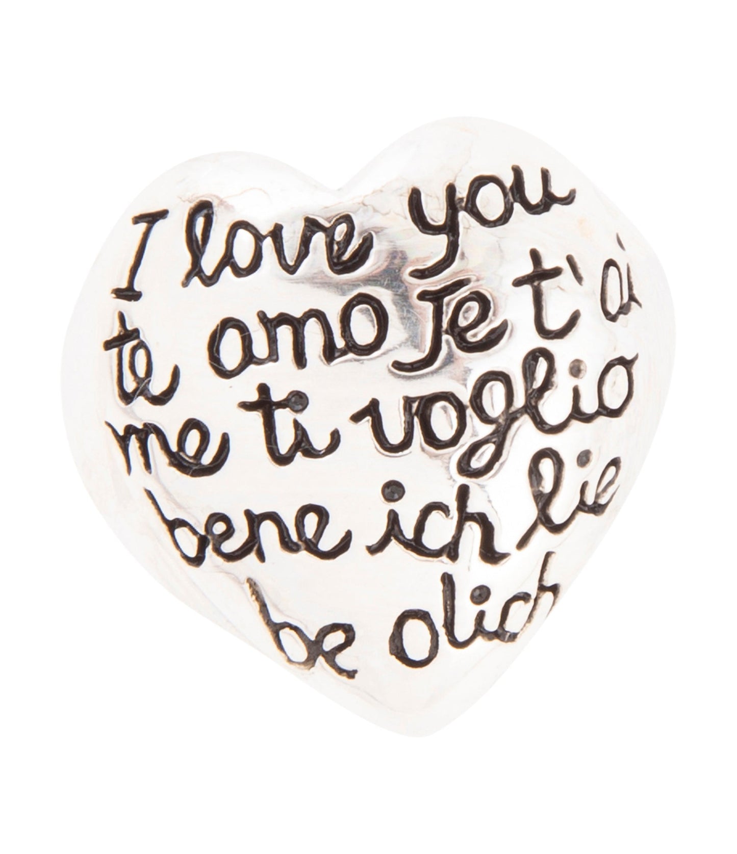 Sterling Silver Engraved Heart Statement Ring