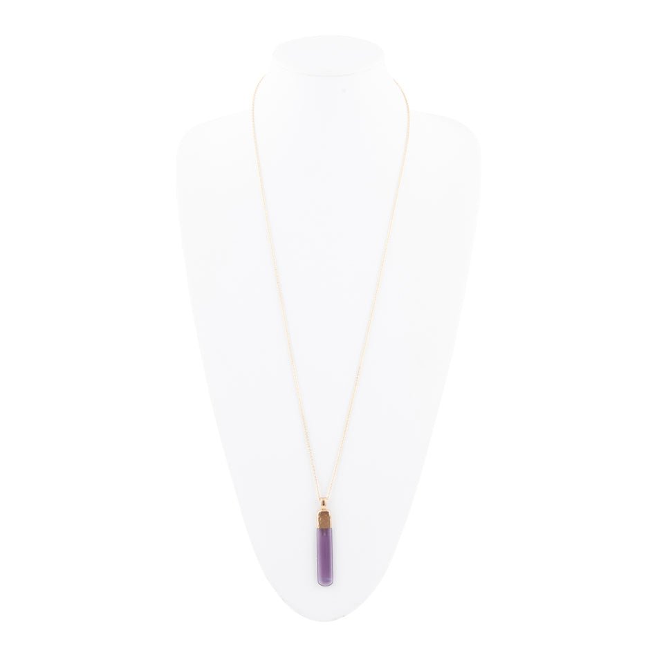 Straightaway Purple Amethyst Golden Necklace