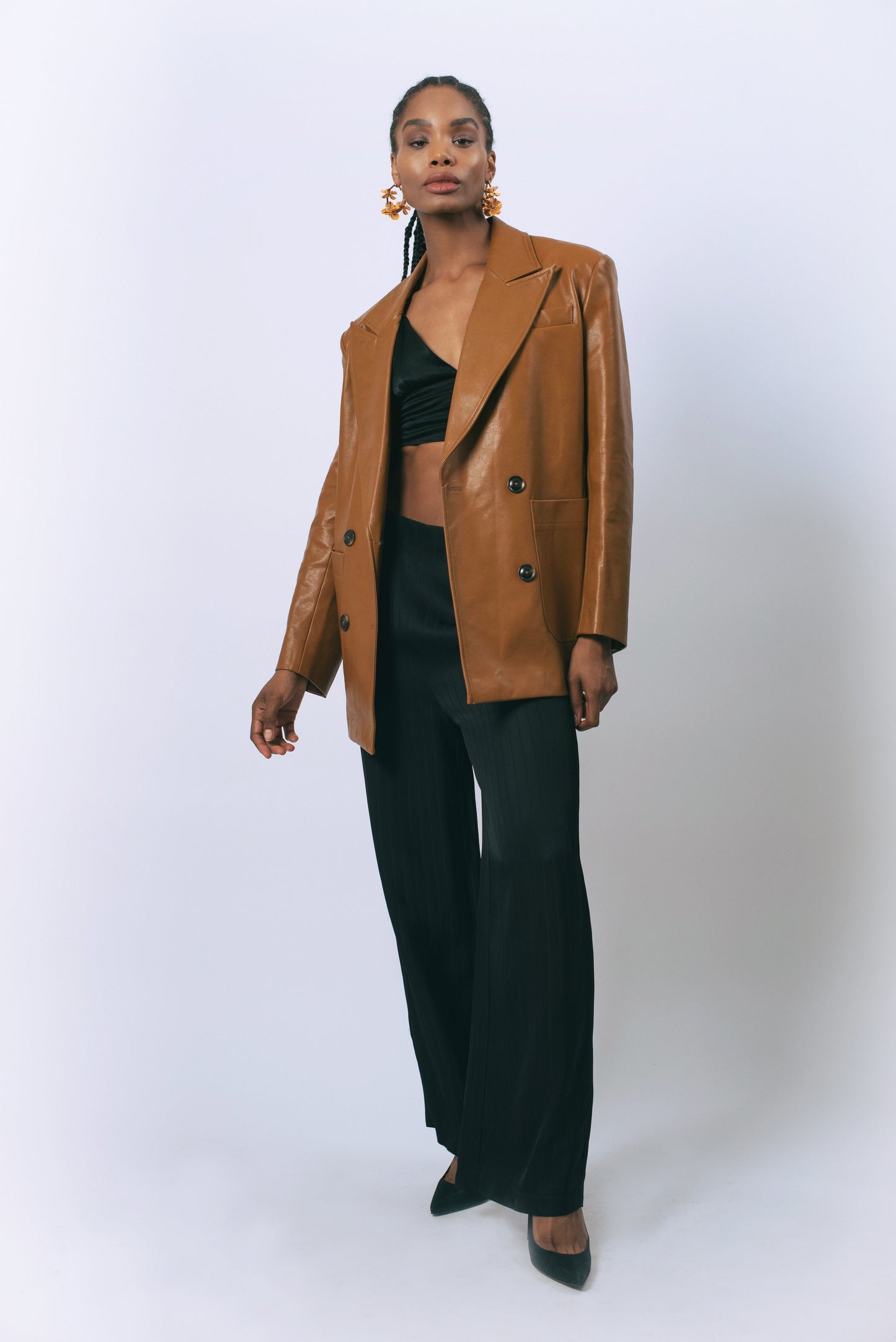 Cocoa Couture Brown Oversized Blazer Stylish Jacket