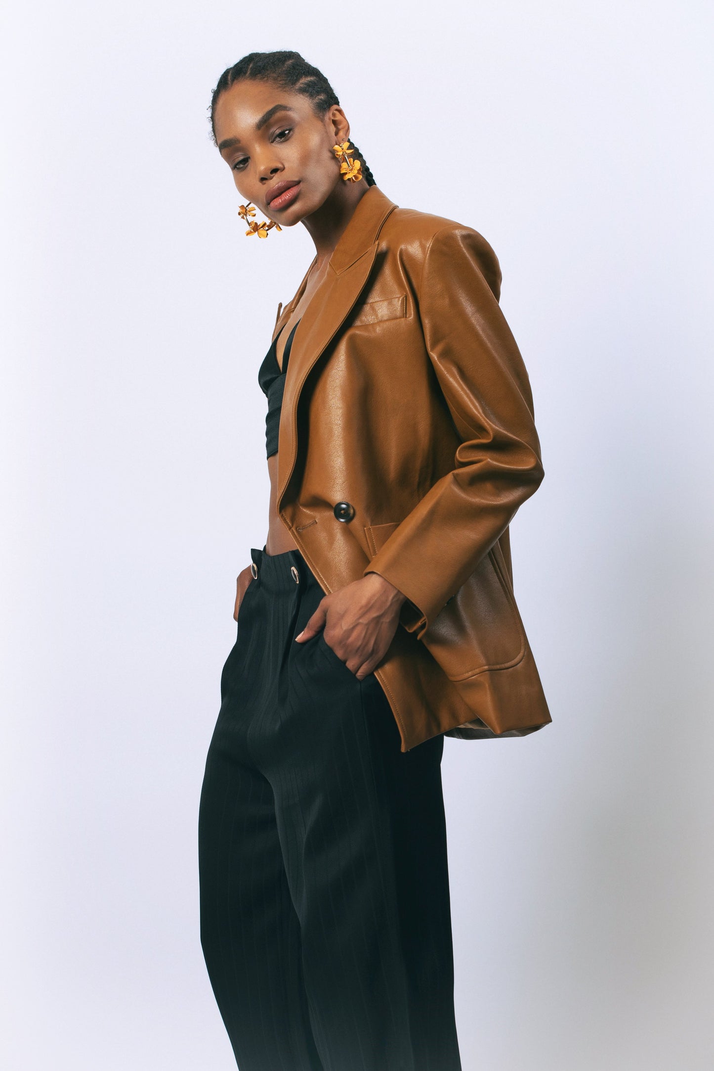 Cocoa Couture Brown Oversized Blazer Stylish Jacket