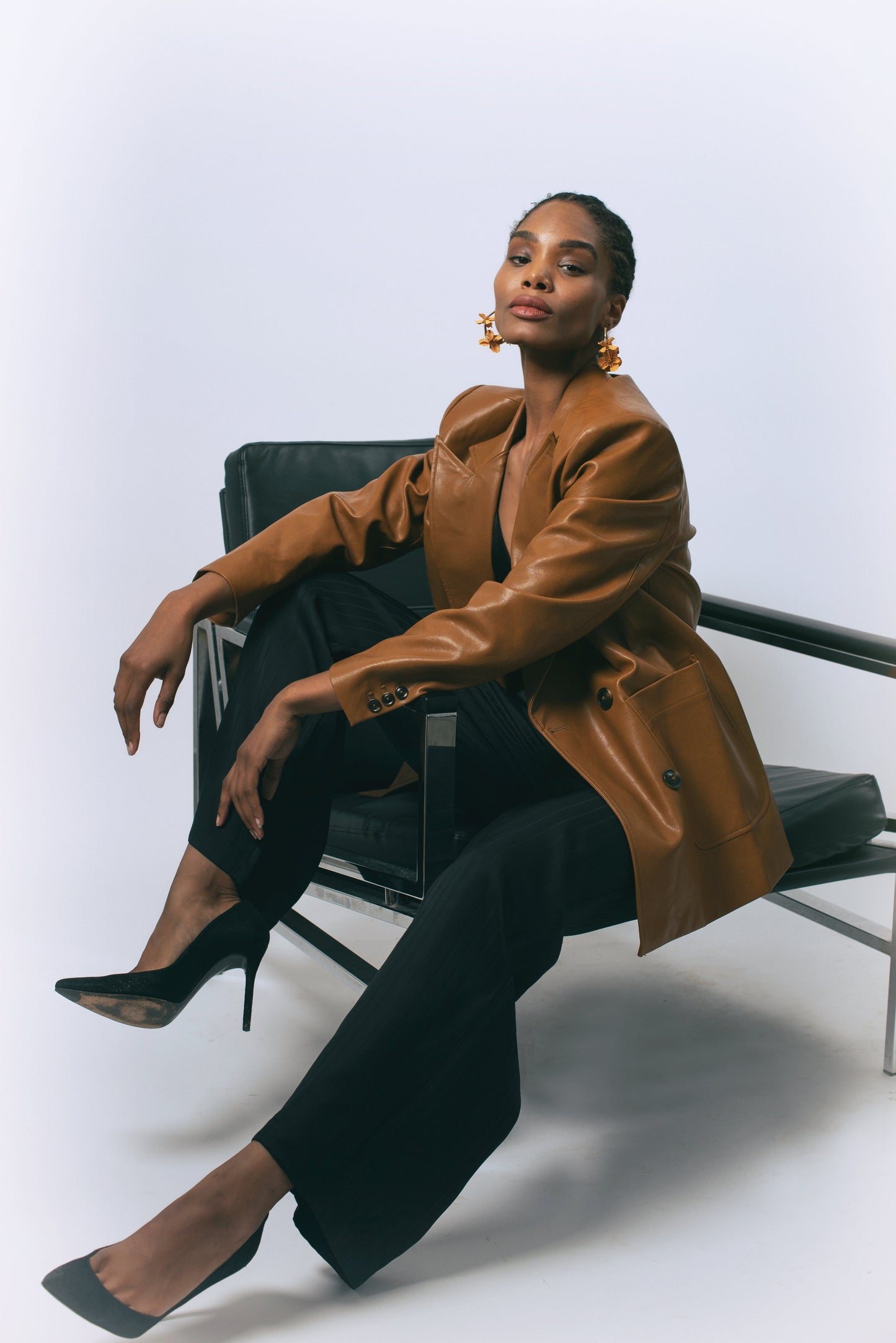 Cocoa Couture Brown Oversized Blazer Stylish Jacket