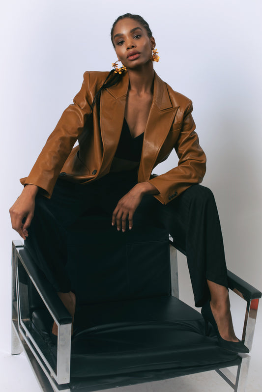 Cocoa Couture Brown Oversized Blazer Stylish Jacket