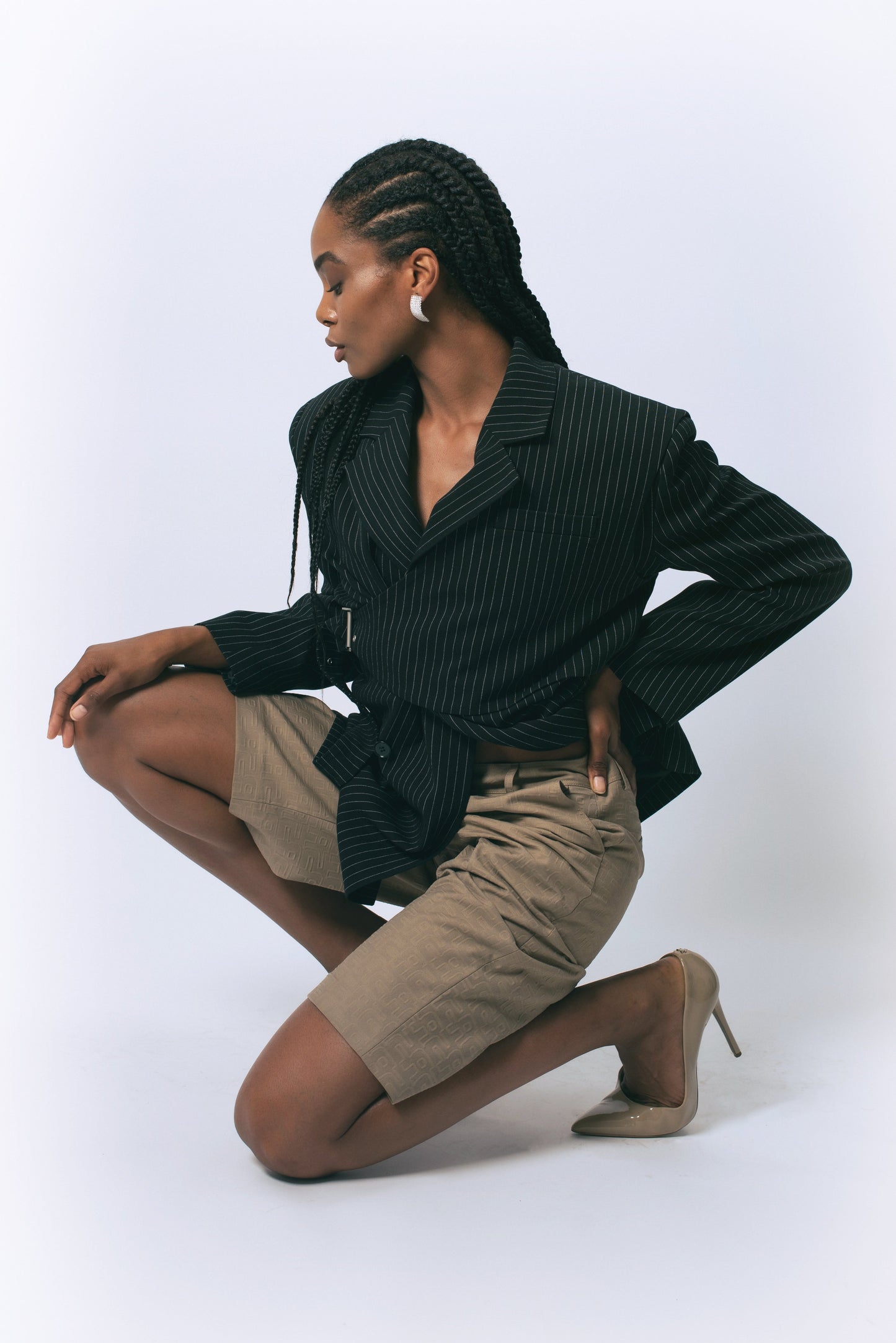Luna Noir Pinstripe Oversized Blazer Women's Le Réussi