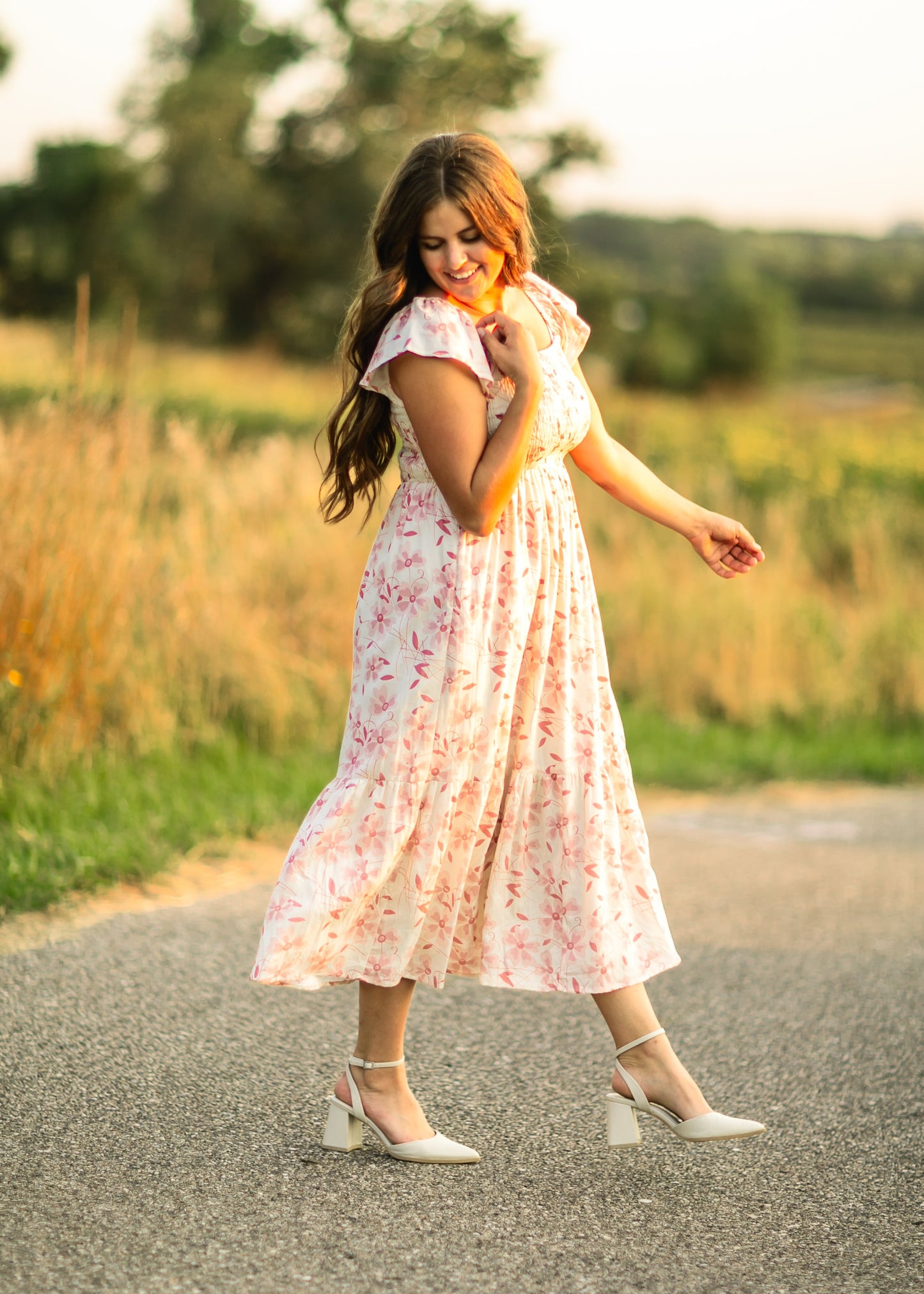 Summer Cap Sleeve Midi Dress