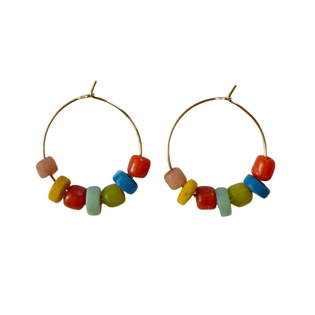 Beaded Gold Plated Hoop Earrings Summer Ellen Hoops Sela Designs