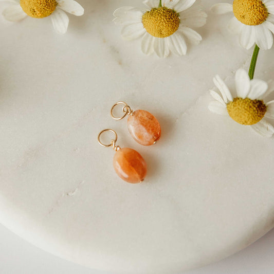 Sunstone Peach Earring Charms for 14k Gold Hoop Earrings Sela Designs