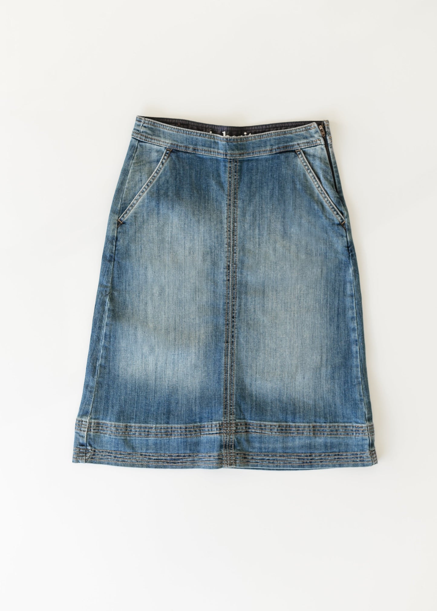 Sutton Side Zip A-line Denim Midi Skirt - FINAL SALE