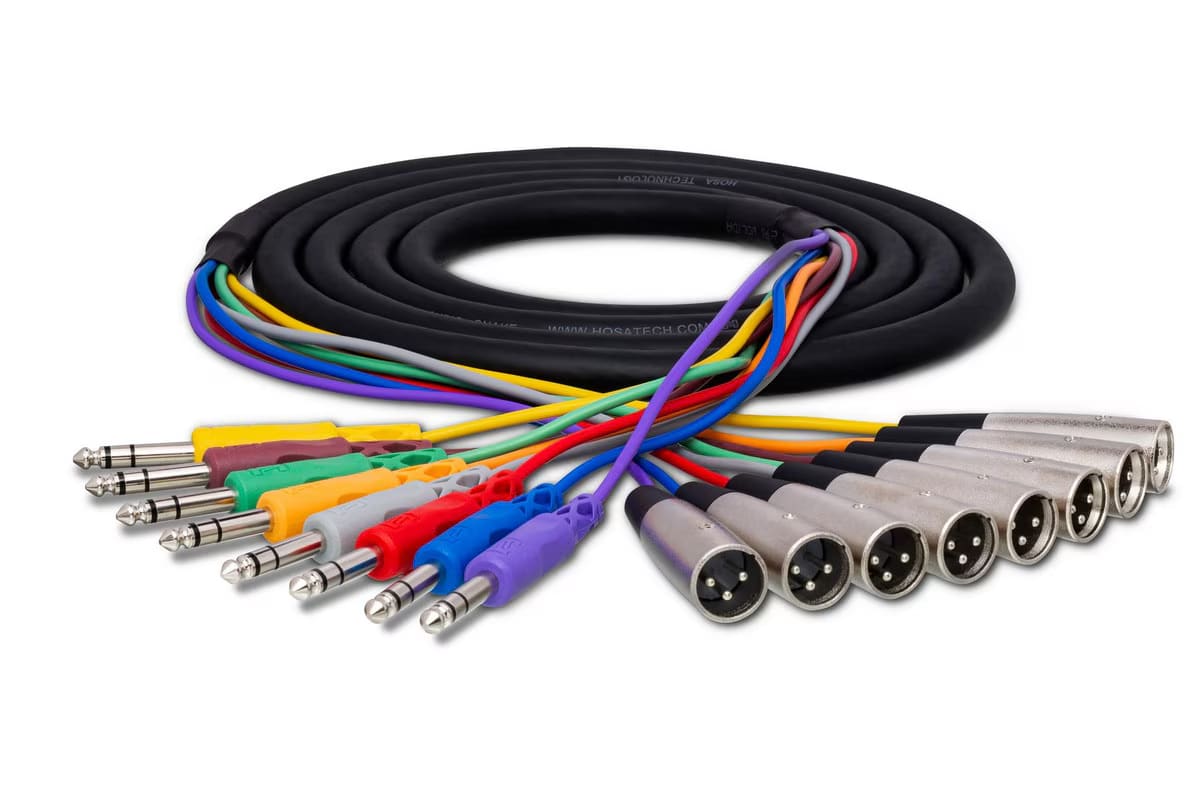 8-channel 6.6 foot Balanced Snake Cable 1/4 inch TRS Male to XLR Male Hosa