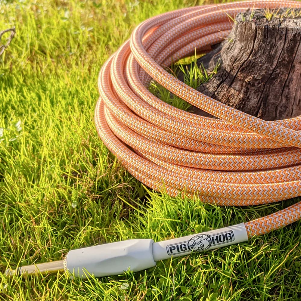 Instrument Cable 20ft Right Angle Pig Hog Orange Crème 2.0