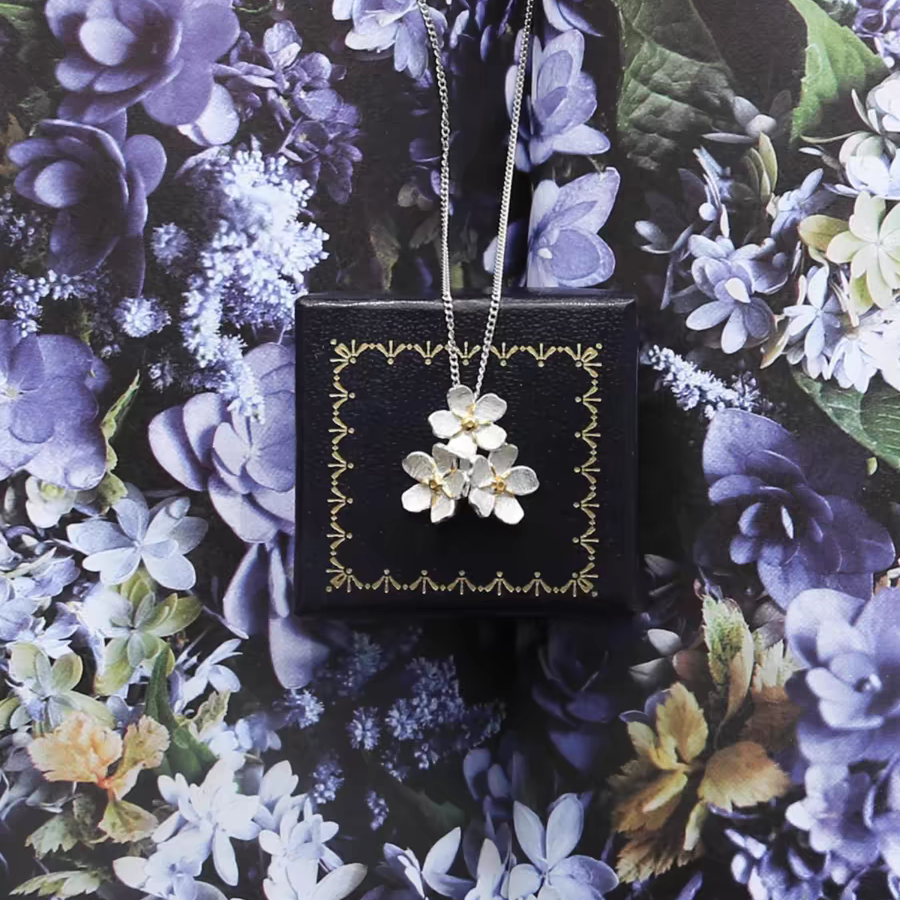 Forget-me-not Cluster 18K Gold Layer 925 Silver Necklace