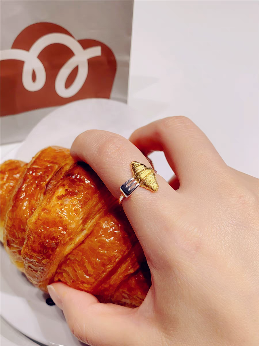 Croissant 18K Gold Plated 925 Sterling Silver Ring and Necklace